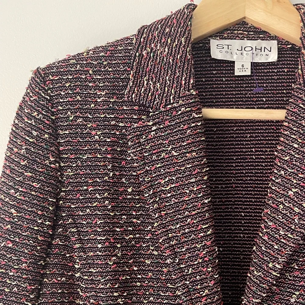 St. John Collection Tweed Blazer Jacket Texture Knit Multicolor - Picture 5 of 11